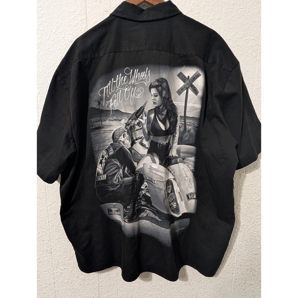 David Gonzales Art DGA Ride Or Die Till The Wheels Fall Off,Button Up 3xl, Biker